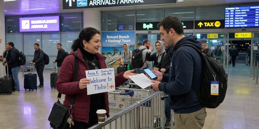 TakeCars-verhuurder ontvangt huurder op luchthaven Tbilisi