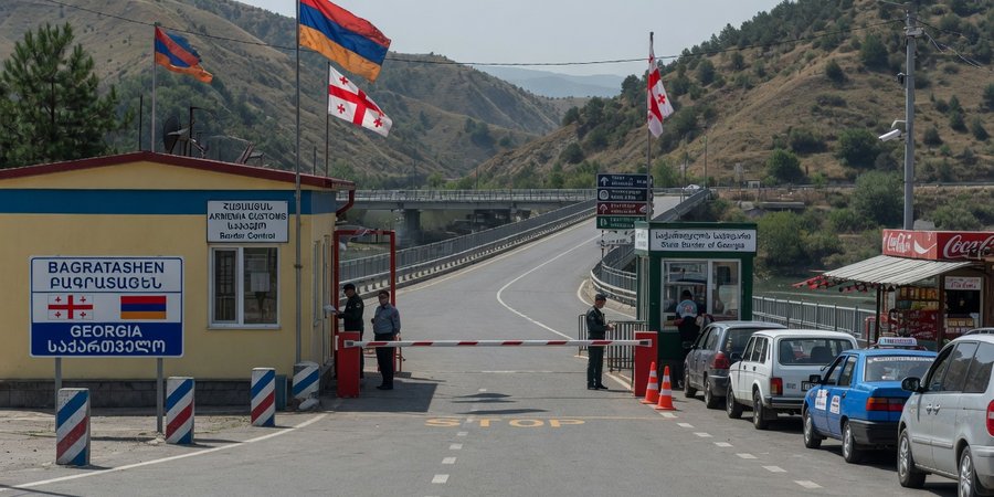 Grenspost Bagratashen tussen Armenië en Georgië