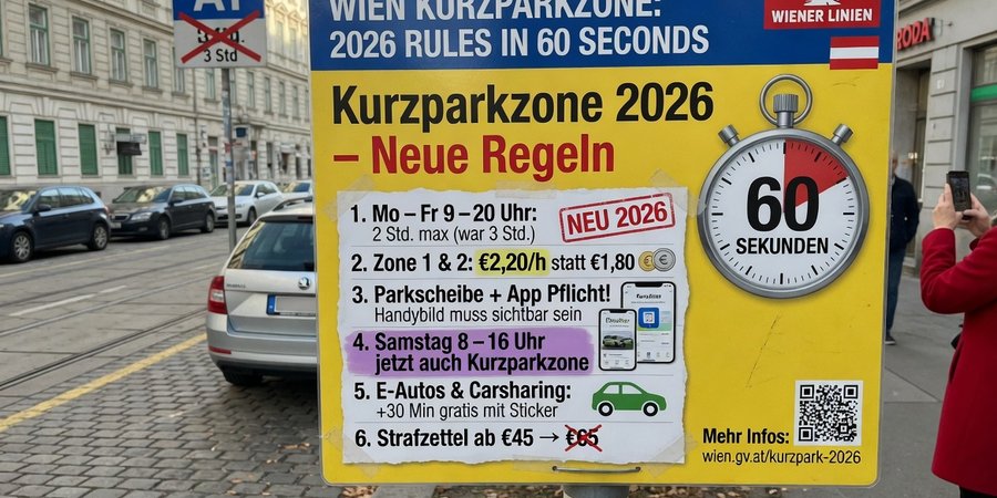 Weense straat met Parkschein op het dashboard van een auto