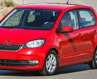 Vooraanzicht van een huurauto Skoda Citigo op Kreta, Griekenland ✓ Auto #1773. ✓ Transmissie Handmatig TM ✓ 1 beoordelingen.