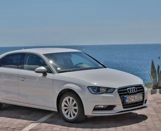 Vooraanzicht van een huurauto Audi A3 Sedan in Budva, Montenegro ✓ Auto #2042. ✓ Transmissie Automatisch TM ✓ 18 beoordelingen.