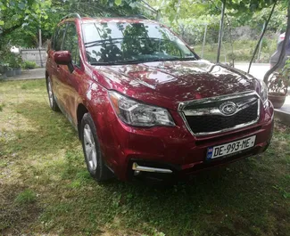 Vooraanzicht van een huurauto Subaru Forester in Tbilisi, Georgië ✓ Auto #2262. ✓ Transmissie Automatisch TM ✓ 0 beoordelingen.