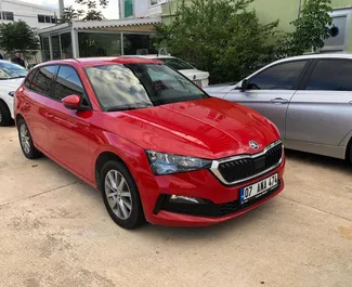 Vooraanzicht van een huurauto Skoda Scala op de luchthaven van Antalya, Turkije ✓ Auto #3812. ✓ Transmissie Automatisch TM ✓ 5 beoordelingen.