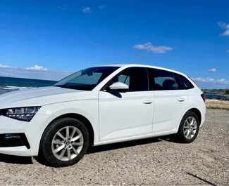 Vooraanzicht van een huurauto Skoda Scala op Kreta, Griekenland ✓ Auto #5581. ✓ Transmissie Handmatig TM ✓ 0 beoordelingen.