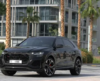 Vooraanzicht van een huurauto Audi RS Q8 in Dubai, Verenigde Arabische Emiraten ✓ Auto #6645. ✓ Transmissie Automatisch TM ✓ 0 beoordelingen.