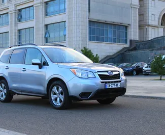 Vooraanzicht van een huurauto Subaru Forester in Tbilisi, Georgië ✓ Auto #7757. ✓ Transmissie Automatisch TM ✓ 0 beoordelingen.