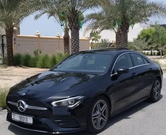 Vooraanzicht van een huurauto Mercedes-Benz CLA200 in Dubai, Verenigde Arabische Emiraten ✓ Auto #8560. ✓ Transmissie Automatisch TM ✓ 0 beoordelingen.