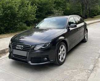 Vooraanzicht van een huurauto Audi A4 Avant in Tirana, Albanië ✓ Auto #10418. ✓ Transmissie Automatisch TM ✓ 0 beoordelingen.