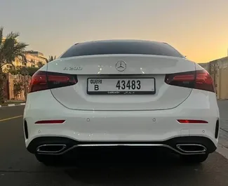 Vooraanzicht van een huurauto Mercedes-Benz A200 in Dubai, Verenigde Arabische Emiraten ✓ Auto #10156. ✓ Transmissie Automatisch TM ✓ 0 beoordelingen.