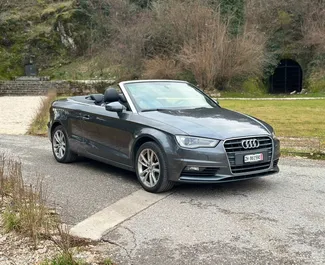 Vooraanzicht van een huurauto Audi A3 Cabrio in Becici, Montenegro ✓ Auto #11958. ✓ Transmissie Automatisch TM ✓ 0 beoordelingen.