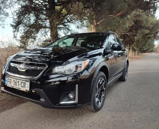 Vooraanzicht van een huurauto Subaru Crosstrek in Tbilisi, Georgië ✓ Auto #11799. ✓ Transmissie Automatisch TM ✓ 2 beoordelingen.