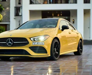 Vooraanzicht van een huurauto Mercedes-Benz CLA250 in Dubai, Verenigde Arabische Emiraten ✓ Auto #13466. ✓ Transmissie Automatisch TM ✓ 0 beoordelingen.