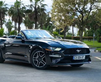 Vooraanzicht van een huurauto Ford Mustang Cabrio in Batumi, Georgië ✓ Auto #13532. ✓ Transmissie Automatisch TM ✓ 0 beoordelingen.