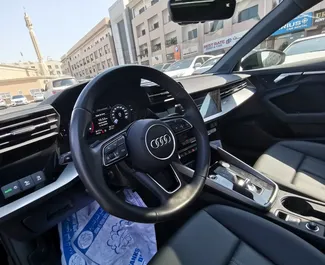 Vooraanzicht van een huurauto Audi A3 Sedan in Dubai, Verenigde Arabische Emiraten ✓ Auto #13570. ✓ Transmissie Automatisch TM ✓ 0 beoordelingen.
