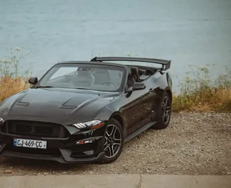Vooraanzicht van een huurauto Ford Mustang Cabrio in Tbilisi, Georgië ✓ Auto #14030. ✓ Transmissie Automatisch TM ✓ 0 beoordelingen.