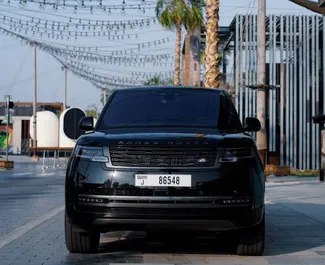 Vooraanzicht van een huurauto Land Rover Range Rover in Dubai, Verenigde Arabische Emiraten ✓ Auto #13631. ✓ Transmissie Automatisch TM ✓ 0 beoordelingen.