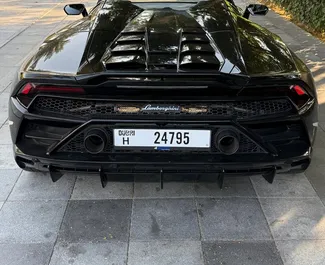 Vooraanzicht van een huurauto Lamborghini Huracan in Dubai, Verenigde Arabische Emiraten ✓ Auto #13599. ✓ Transmissie Automatisch TM ✓ 0 beoordelingen.
