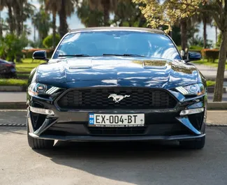 Vooraanzicht van een huurauto Ford Mustang Cabrio in Batumi, Georgië ✓ Auto #14449. ✓ Transmissie Automatisch TM ✓ 0 beoordelingen.