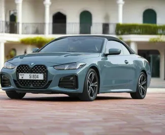 Verhuur BMW 420i Cabrio. Comfort, Premium, Cabriolet Auto te huur in de VAE ✓ Borg van Borg van 2000 AED ✓ Verzekeringsmogelijkheden TPL, CDW.