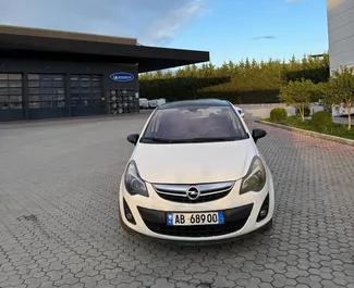 Vooraanzicht van een huurauto Opel Corsa in Tirana, Albanië ✓ Auto #14850. ✓ Transmissie Handmatig TM ✓ 0 beoordelingen.