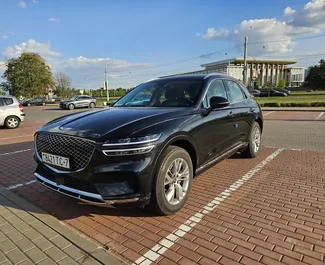 Vooraanzicht van een huurauto Genesis GV70 in Minsk, Wit-Rusland ✓ Auto #15010. ✓ Transmissie Automatisch TM ✓ 0 beoordelingen.