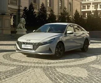 Vooraanzicht van een huurauto Hyundai Elantra in Almaty, Kazachstan ✓ Auto #15087. ✓ Transmissie Automatisch TM ✓ 0 beoordelingen.
