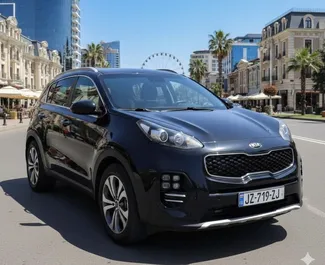 Vooraanzicht van een huurauto Kia Sportage in Tbilisi, Georgië ✓ Auto #15158. ✓ Transmissie Automatisch TM ✓ 0 beoordelingen.