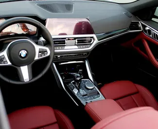Interieur van BMW 420i Cabrio te huur in de VAE. Een geweldige auto met 4 zitplaatsen en een Automatisch transmissie.