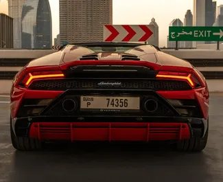 Lamborghini Huracan Perfomante Spider 2024 beschikbaar voor verhuur in Dubai, met een kilometerlimiet van 250 km/dag.