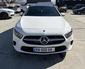 Vooraanzicht van een huurauto Mercedes-Benz A220 in Tbilisi, Georgië ✓ Auto #16153. ✓ Transmissie Automatisch TM ✓ 0 beoordelingen.